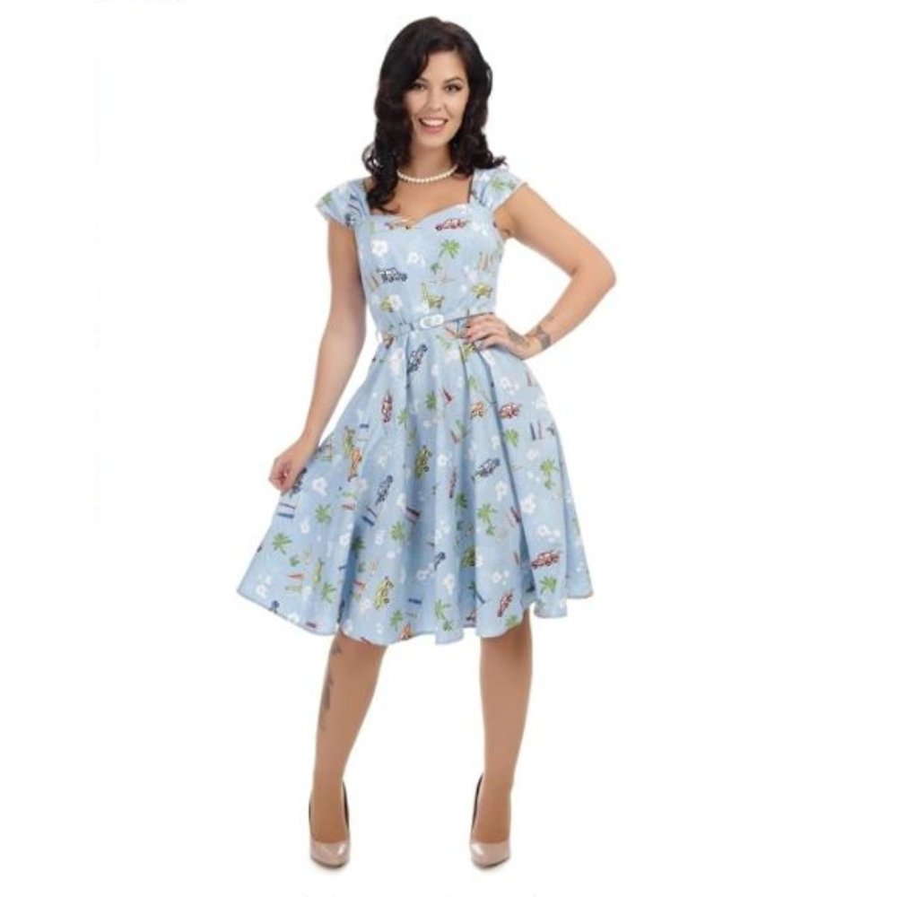 Collectif Vintage Women's Sandra Car Print Swing Dress